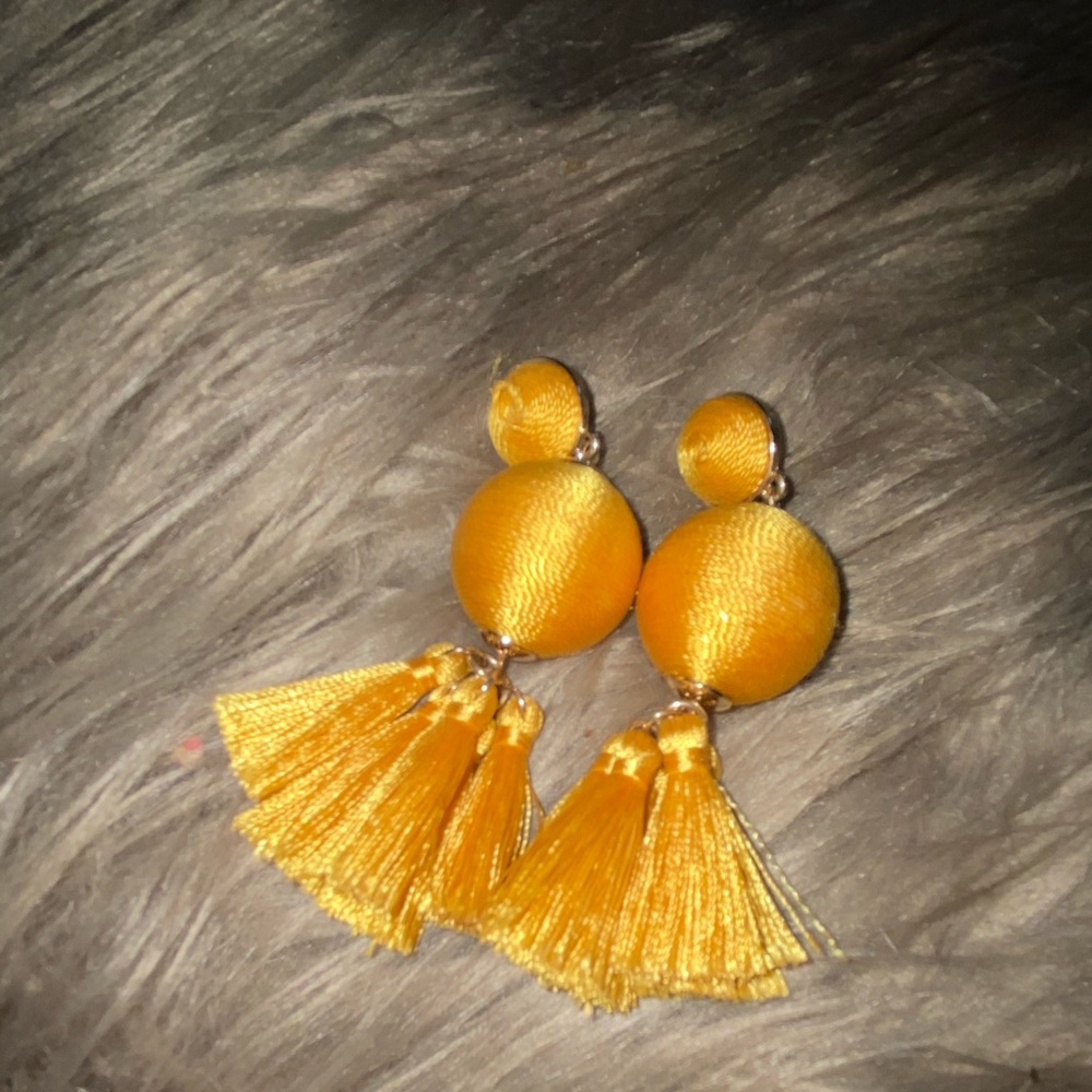 Mustard yellow tasel earrings